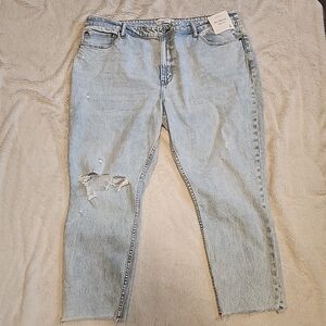 Abercrombie & Fitch Curve Love The Skinny High-Rise Distressed Denim Jeans 20 S